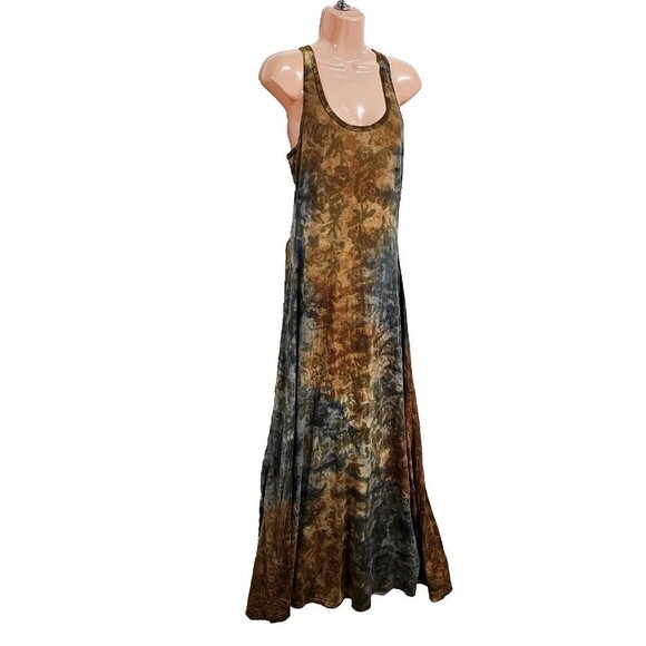 T-Party Tied Dye Boho Sleeveless Maxi Dress Women Size M Racerback - Picture 6 of 11